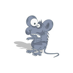 Scared mouse. Vector illustration on a white background.