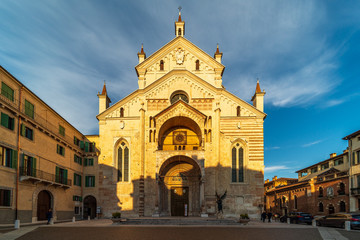 Fototapeta na wymiar Verona Cathedral, Santa Maria Matricolare dedicated to the Blessed Virgin Mary in Verona, Italy.