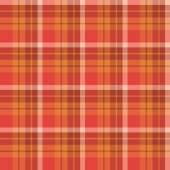Seamless pattern in fine autumn red, orange and brown colors for plaid, fabric, textile, clothes, tablecloth and other things. Vector image.