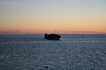 boat at sunset