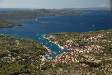 Aerial view of Milna, island Brač