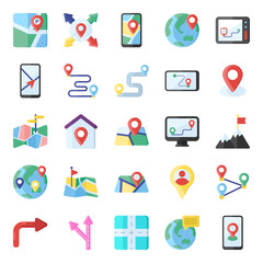  Map and Navigation Flat Vectors Pack 