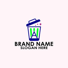 icon logo letter a with icon trash vector design 