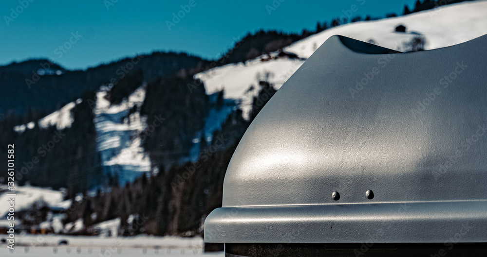 Wall mural Details of a car ski transport box at Wagrain, Salzburg, Austria