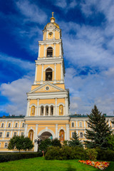 Fototapeta na wymiar Bell tower of Holy Trinity-Saint Seraphim-Diveyevo Monastery in Diveyevo, Russia