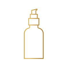 luxury golden cream cosmetic bottle icon- vector illustration