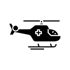 Ambulance helicopter black icon, concept illustration, vector flat symbol, glyph sign.