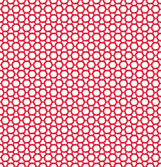 Crochet circles seamless pattern. The canvas is knitted with red yarn. Geometric design.