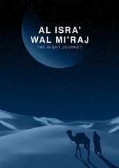 Al-Isra wal Mi'raj means The night journey of Prophet Muhammad Brochure or Background template. Islamic background design template Vector Illustration.