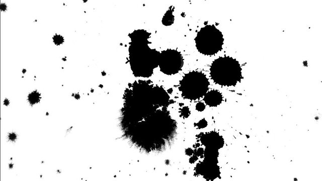 Organic Smooth Black Ink Bleed, Blots on Paper Matte Luma Overlay or Background 