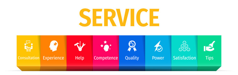 Services Business Flat Vector Icons. Services Business Vector Background with Icons.