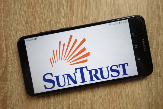 KONSKIE, POLAND - January 22, 2019: SunTrust Banks, Inc. logo displayed on smartphone