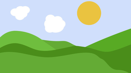 Obraz premium Beautiful 2d landscape with grass and blue sky