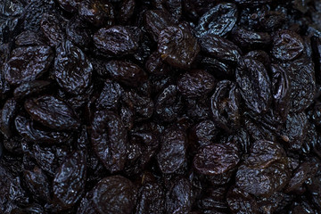 top view texture of prune fruits. Healthy nutrition, dried fruits. food rich in potassium. Vegetarian food