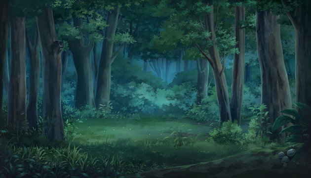 Light And Forest Night Anime Background Illustration Buy This Stock Illustration And Explore Similar Illustrations At Adobe Stock Adobe Stock