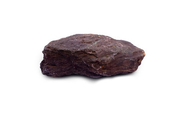 Shale stone isolated on white background, Shale is a sedimentary rock composed of very fine clay particles. There is noise and grain caused by the texture of the stone.
