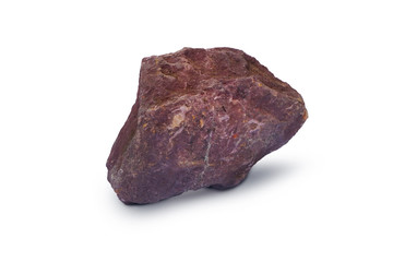 Shale stone isolated on white background, Shale is a sedimentary rock composed of very fine clay particles. There is noise and grain caused by the texture of the stone.