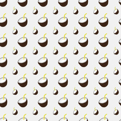seamless coconut pattern in white background