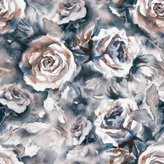 Watercolor Roses Seamless Pattern.
