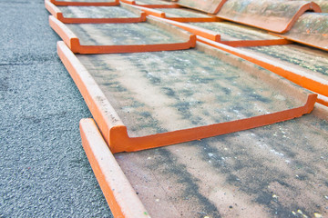 Naklejka premium Detail of a new tuscany roof viewed from above (Italy)