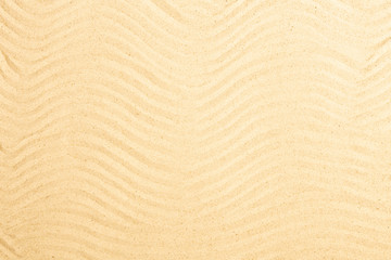 Sand on beach, background. Summer concept. Flat lay, top view, copy space