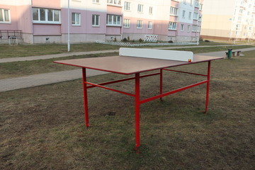 Fototapeta na wymiar table tennis at kindergarten playground