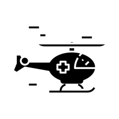 Ambulance helicopter black icon, concept illustration, vector flat symbol, glyph sign.