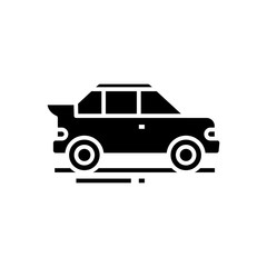 Auto car black icon, concept illustration, vector flat symbol, glyph sign.