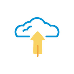 cloud computing with arrow upload lineal color style