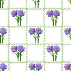 vector floral seamless pattern with crocuses 