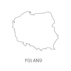 Poland one line drawing on white isolated background. Abstract outline of the country, geographical map. Vector illustration