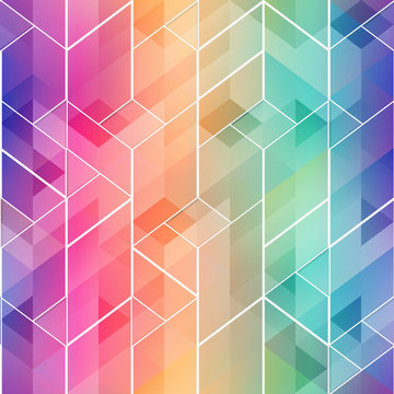 Rainbow Color Mosaic Seamless Pattern