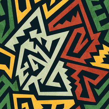 Tribal geometric pattern with grunge effect