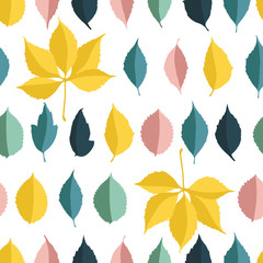 Vector seamless pattern with autumn leaves