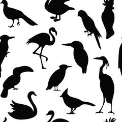 Birds, animal vector seamless pattern on white background. Concept for wallpaper, wrapping paper , cards