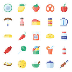  Healthy Food and Drinks Flat Icons Pack 