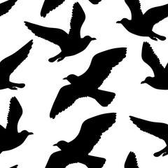 Vector seamless pattern with seagulls