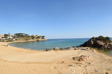 Fototapeta na wymiar La Fosca beach in Palamos, Costa Brava, Girona province, Catalonia, Spain