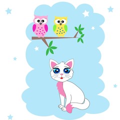 cute cat illustration vector nursery decor