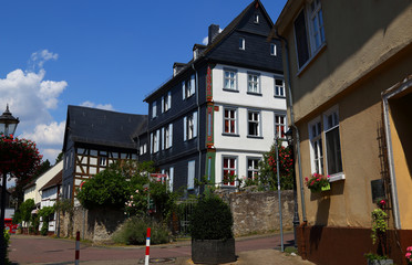 Street of ancient historical town Diez  , Germany.
