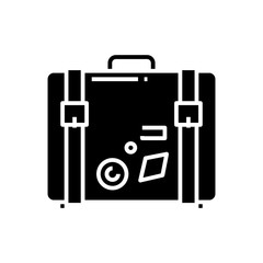 Big suitcase black icon, concept illustration, vector flat symbol, glyph sign.