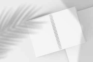 A4/A5/A6 Spiral Notebook White Blank 3D Rendered Mockup With Shadow Overlay