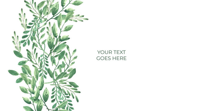 Grean leaf leaves floral watercolor on white background. Vector illustration design for presentation, banner, cover, web, flyer, card, poster, wallpaper, texture, slide, magazine, and powerpoint. 