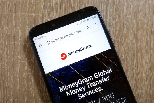 KONSKIE, POLAND - January 10, 2019: MoneyGram website (global.moneygram.com) displayed on smartphone