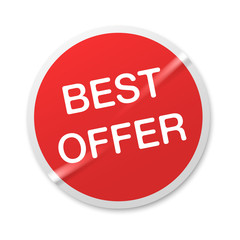 Red Realistic Sticker Blank with White Text