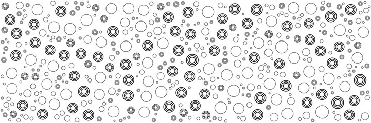 Fond de bannière large point noir blanc cercle motif