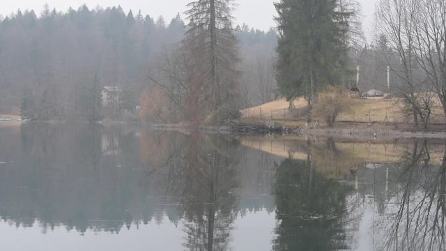 Cei lake in Trentino winter season, peaceful
