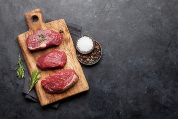 Fillet mignon raw beef steaks