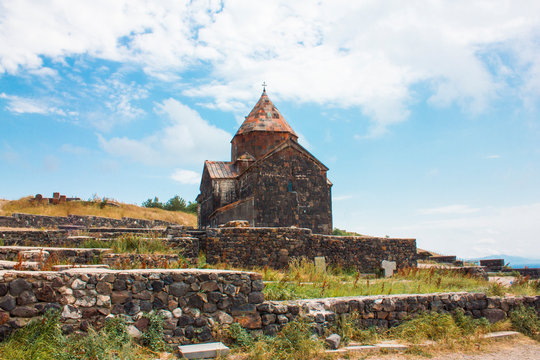 Armenian monastery Sevanavank near the lake
