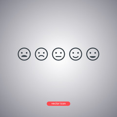 Emoticons icons set in minimal style isolated on gray background. Modern line style. 